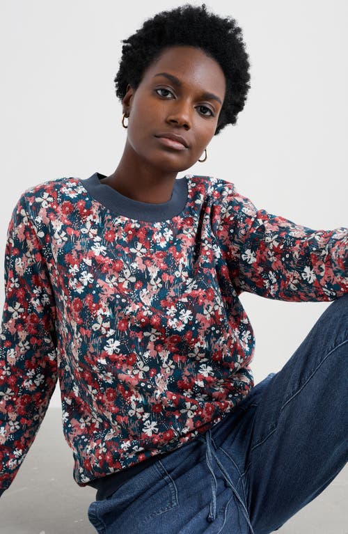 Seasalt Cornwall Bright Wave Floral Organic Cotton Sweatshirt In Blue