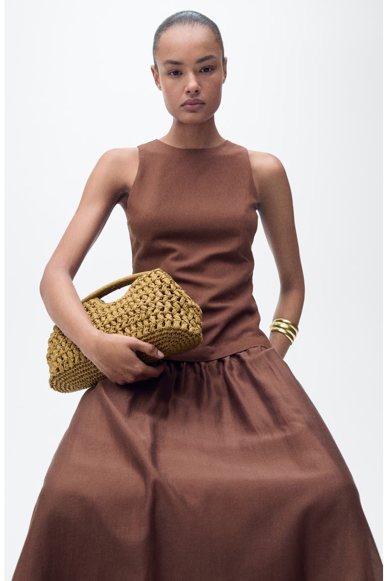 Sleeveless Midi Dress, Alternate, color, BROWN