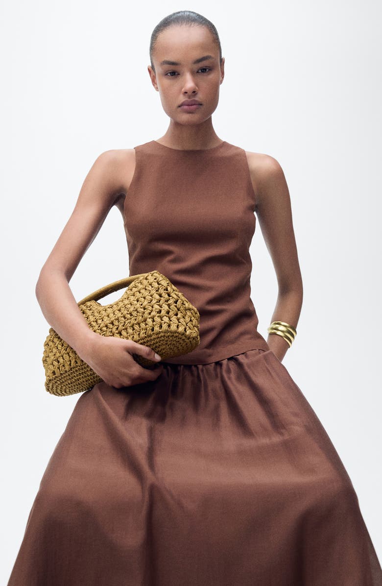 MANGO Sleeveless Midi Dress, Alternate, color, Brown