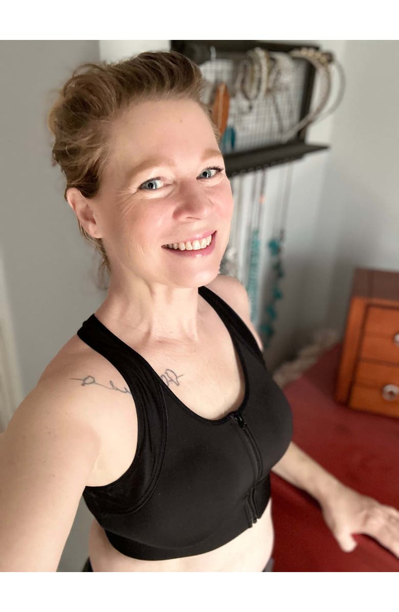 Meadow Hero Front Closure Sports Bra Mastectomy Friendly, Alternate, color, Black