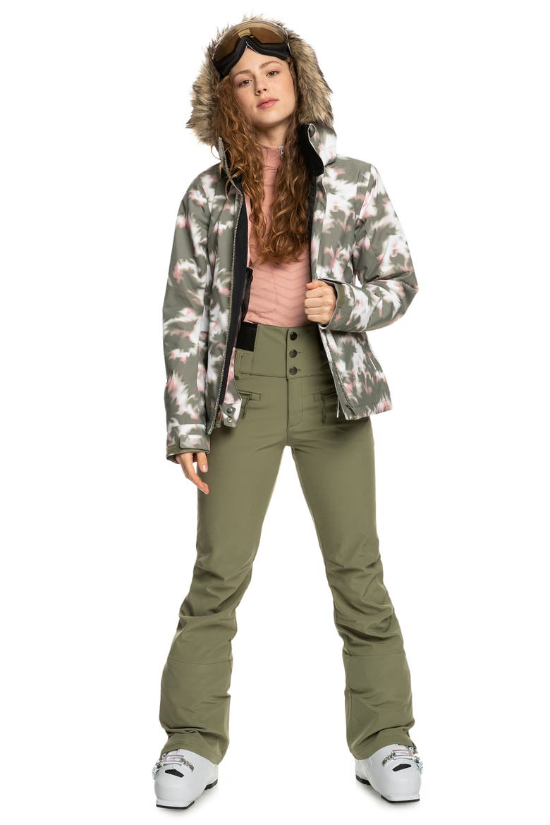Rising High Waterproof Shell Snow Pants, Alternate, color, DEEP LICHEN GREEN