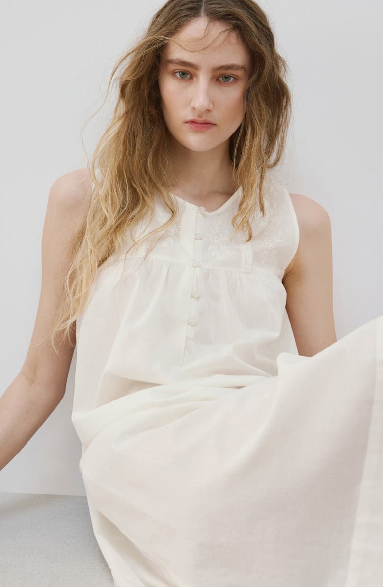 MANGO Embroidered Cotton Nightgown, Alternate, color,