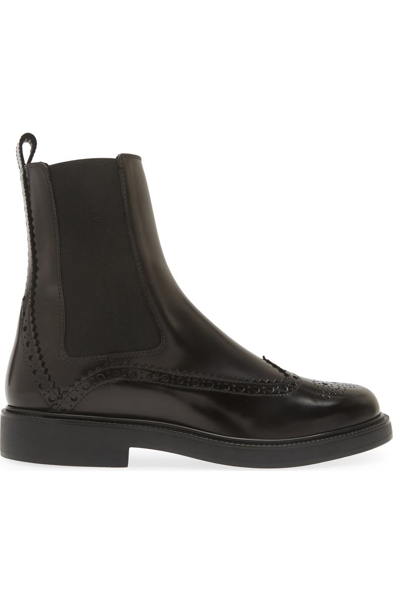 Tod's Wingtip Chelsea Boot, Alternate, color, Nero