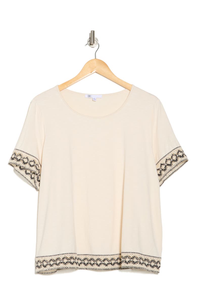 DR2 by Daniel Rainn Bordered Knit T-Shirt, Alternate, color, Natural