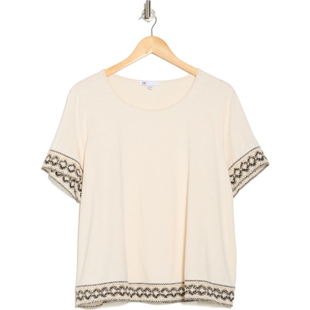 Dr2 By Daniel Rainn Bordered Knit T-shirt In Natural