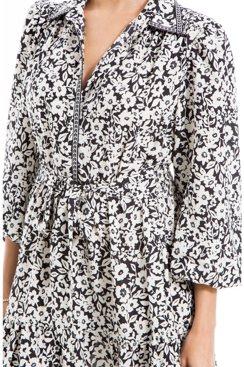 Long Sleeve Midi Dress, Alternate, color, BLACK/ CREAM MD GRPHC