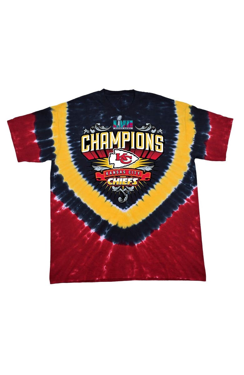 LIQUID BLUE Men's Red Kansas City Chiefs Super Bowl LVII Champions Shield Tie-Dye T-Shirt, Alternate, color,