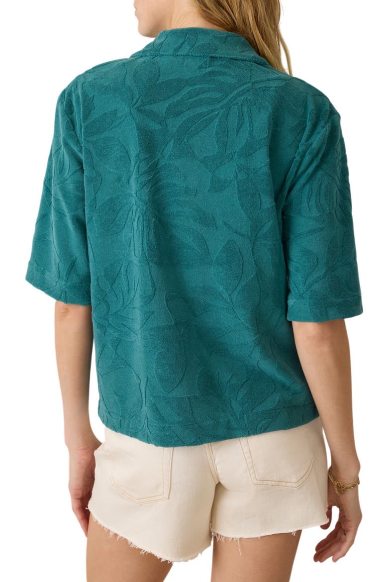 Cabana Towel Terry Camp Shirt, Alternate, color, EMERALD POOLSIDE FOLIAGE