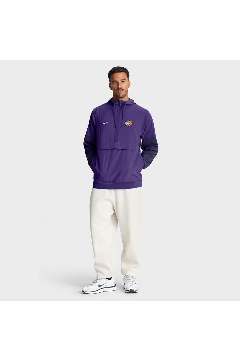 Men's Nike Purple LSU Tigers Anorak Half-Zip Hoodie Jacket, Alternate, color, Purple