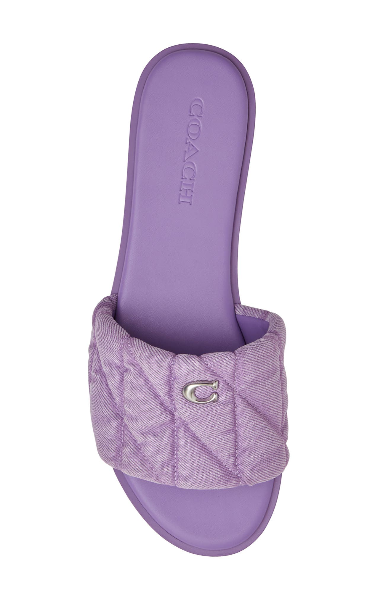 COACH Quilted Flat Slide Sandal, Alternate, color, Iris