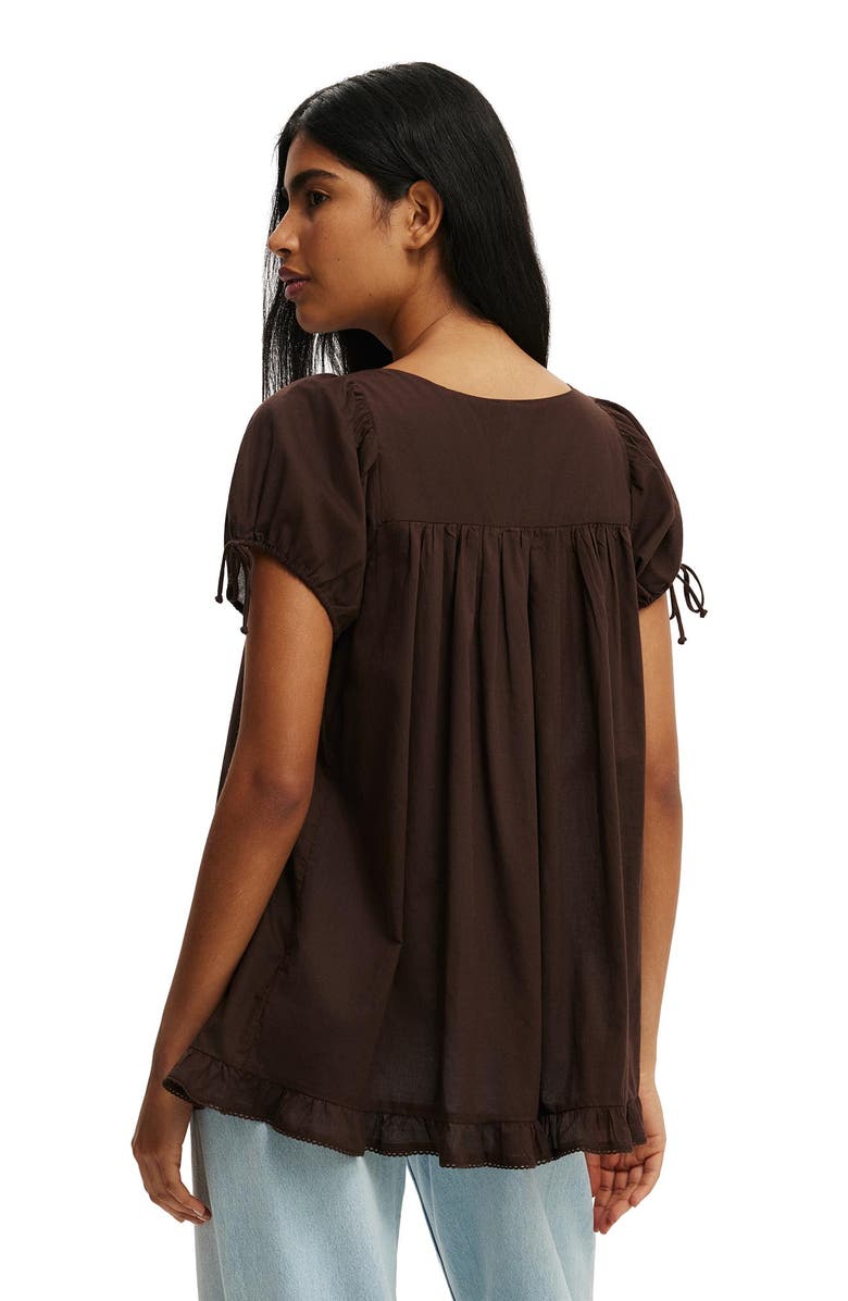 Cotton On Women's Eliza Babydoll Tunic Top, Alternate, color, Dark Oak