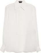 TOM FORD Plastron Silk Chiffon Button-Up Shirt