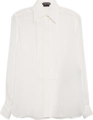 TOM FORD Plastron Silk Chiffon Button-Up Shirt
