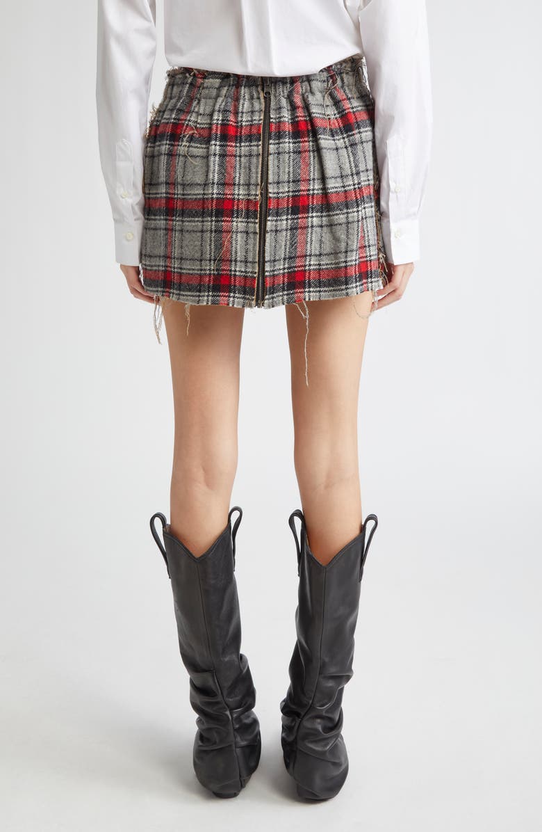 R13 Reversible Raw Cut Cotton & Virgin Wool Miniskirt, Alternate, color, Red/ Grey Plaid