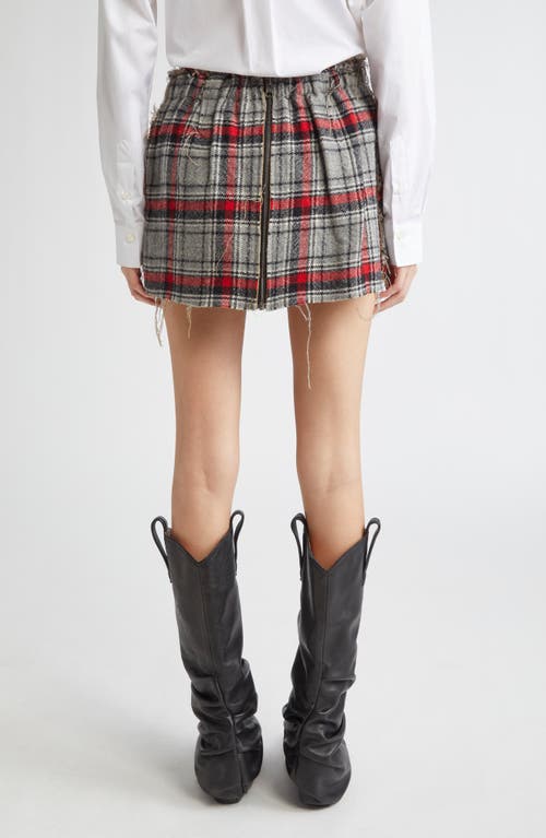 R13 Plaid Frayed Mini Skirt In Multi
