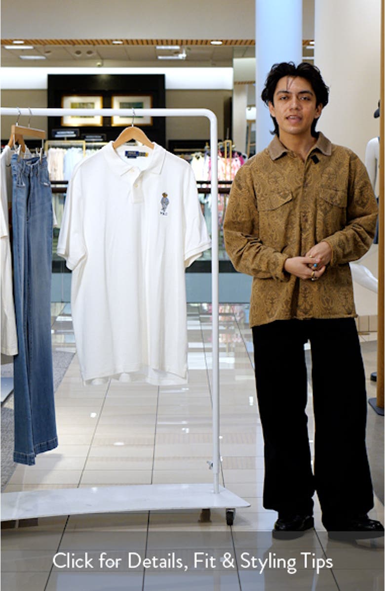 Classic Fit Bear Embroidered Cotton Piqué Polo, sales video thumbnail