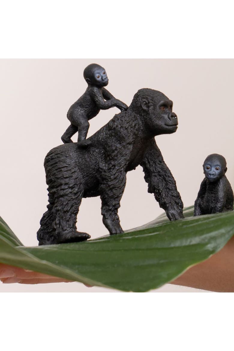 Wild Life Gorilla Family 3 Piece Animal Figurines, Alternate, color, Multicolored