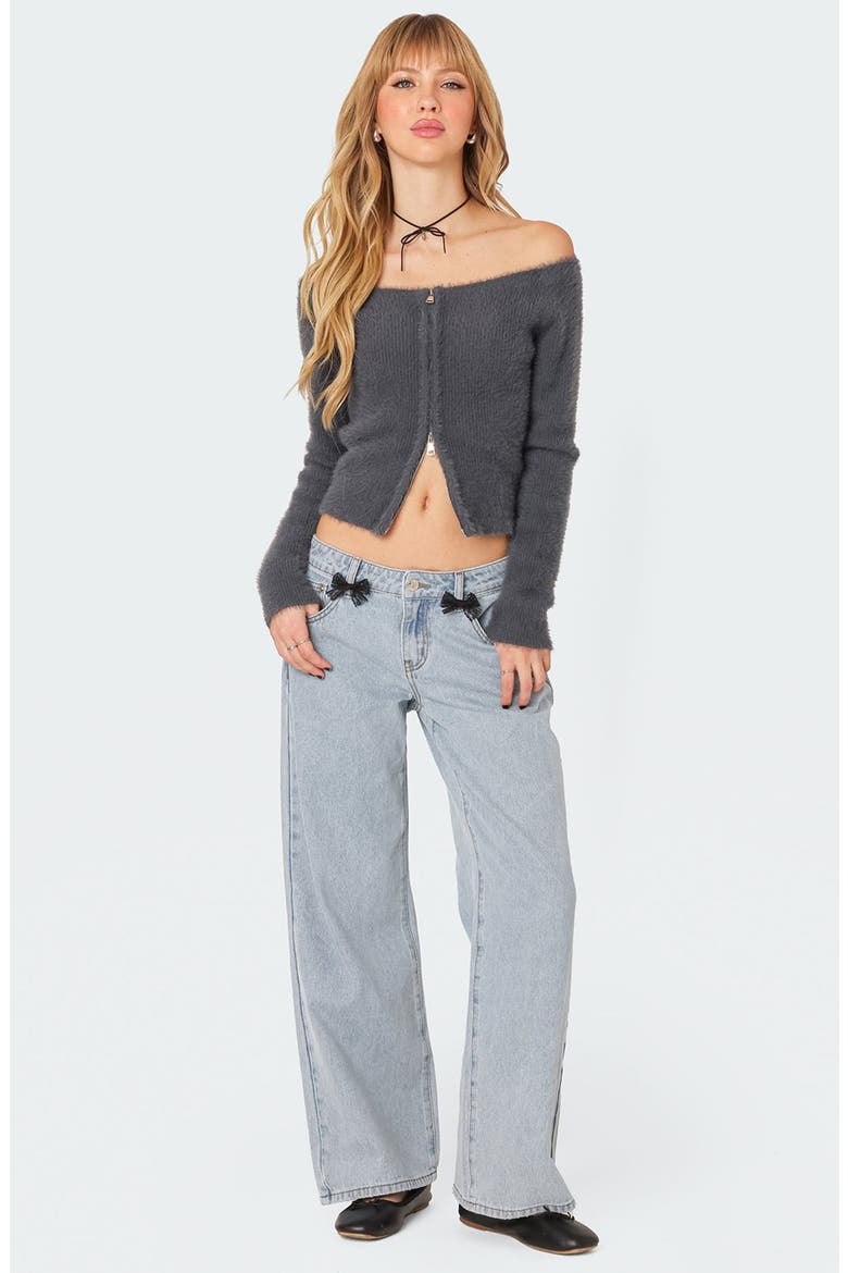 Sonia Off the Shoulder Cardigan, Alternate, color, DARK-GRAY