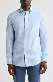 Peter Millar Clarence Tailored Fit Check Performance Poplin Button-Down Shirt