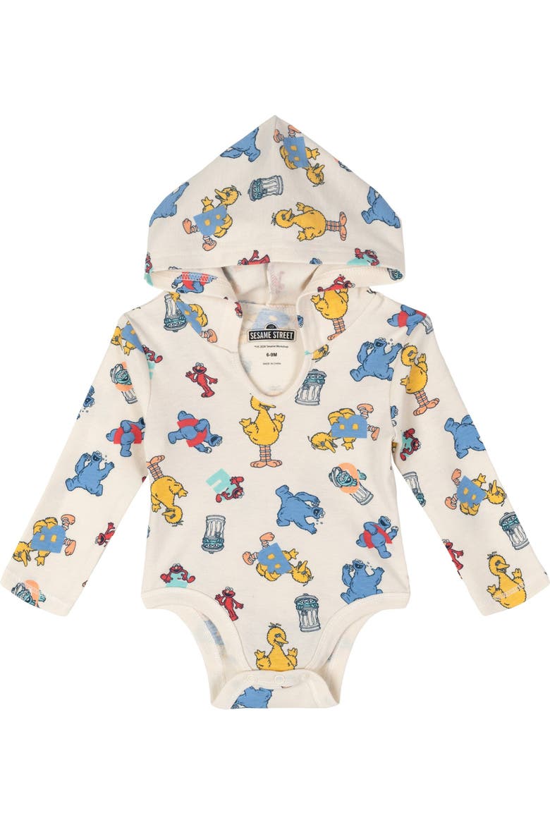 3-Pack Hooded Bodysuits, Alternate, color, Blue Cream Red