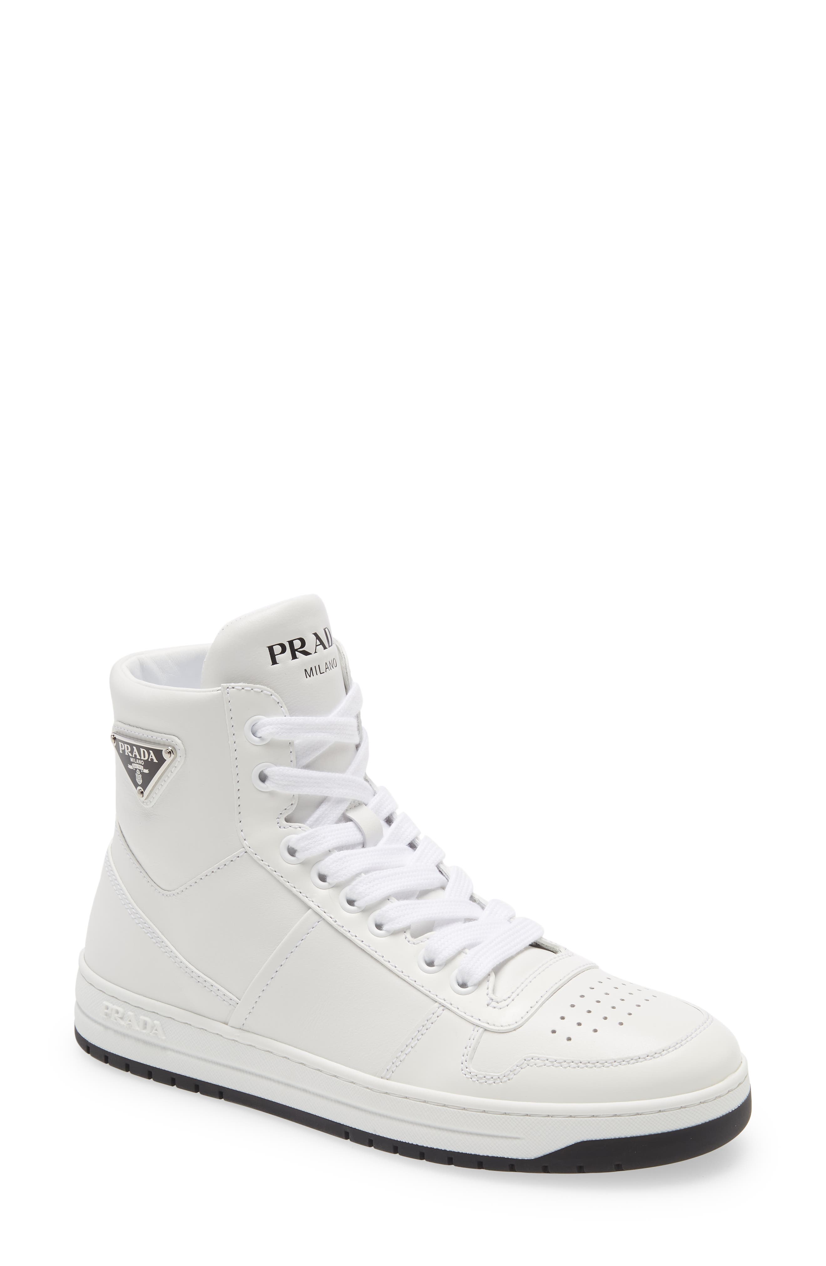 Prada Logo High Top Sneaker, Main, color, 