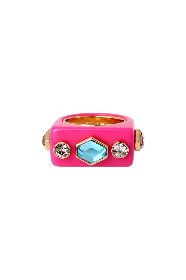 Kurt Geiger Rectangle Resin Ring, Main, color, FUCHSIA