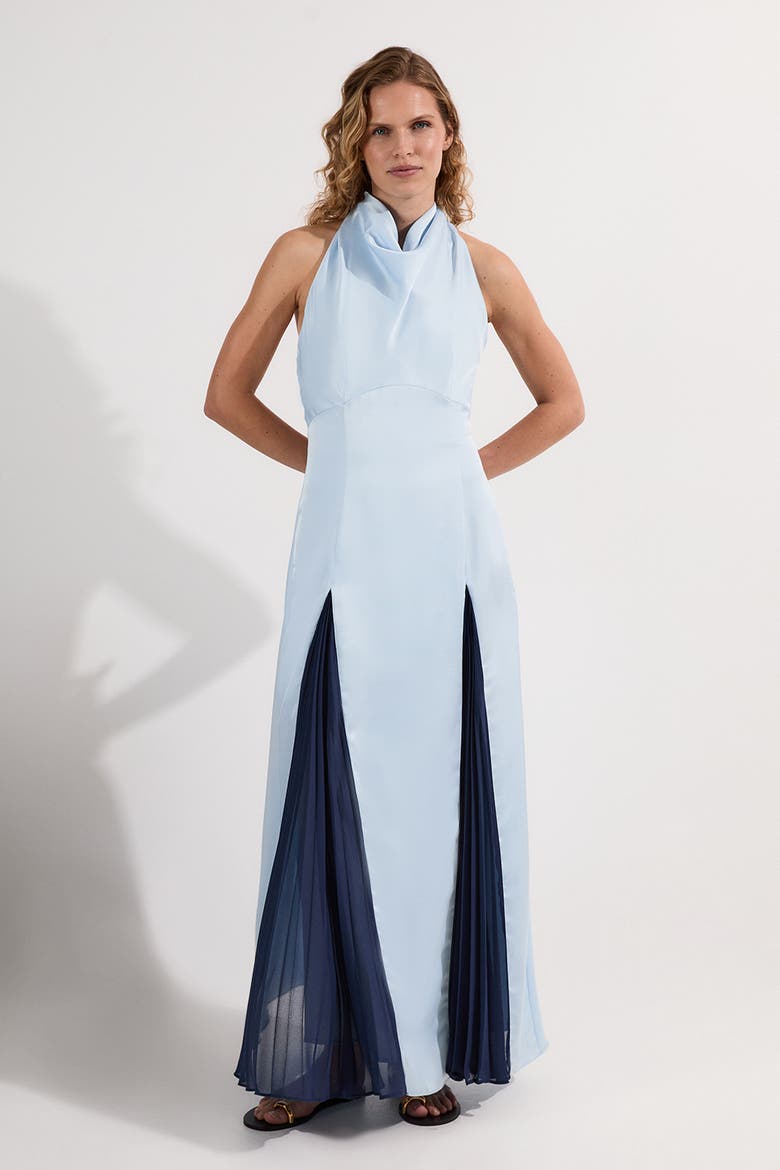 Woven Satin Maxi Dress, Main, color, Blue