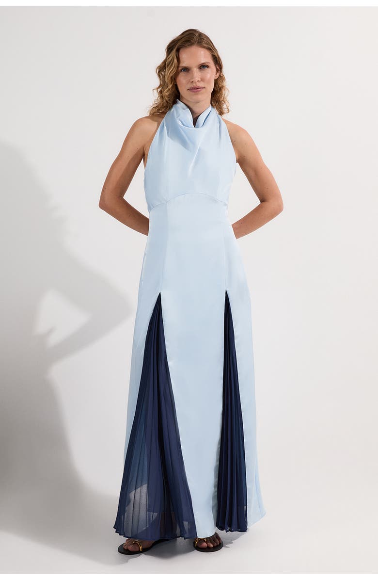 Karen Millen Woven Satin Maxi Dress, Main, color, Blue