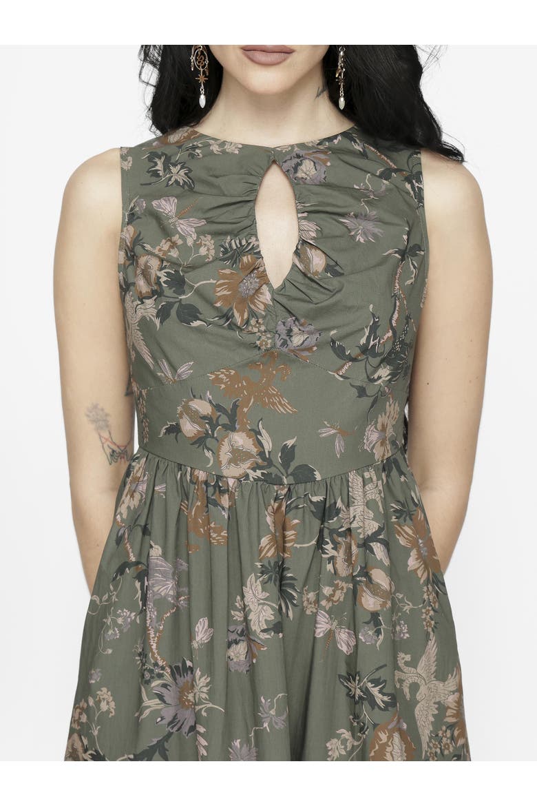 Poison Eden Print Cut Out Midi Dress, Alternate, color, Green