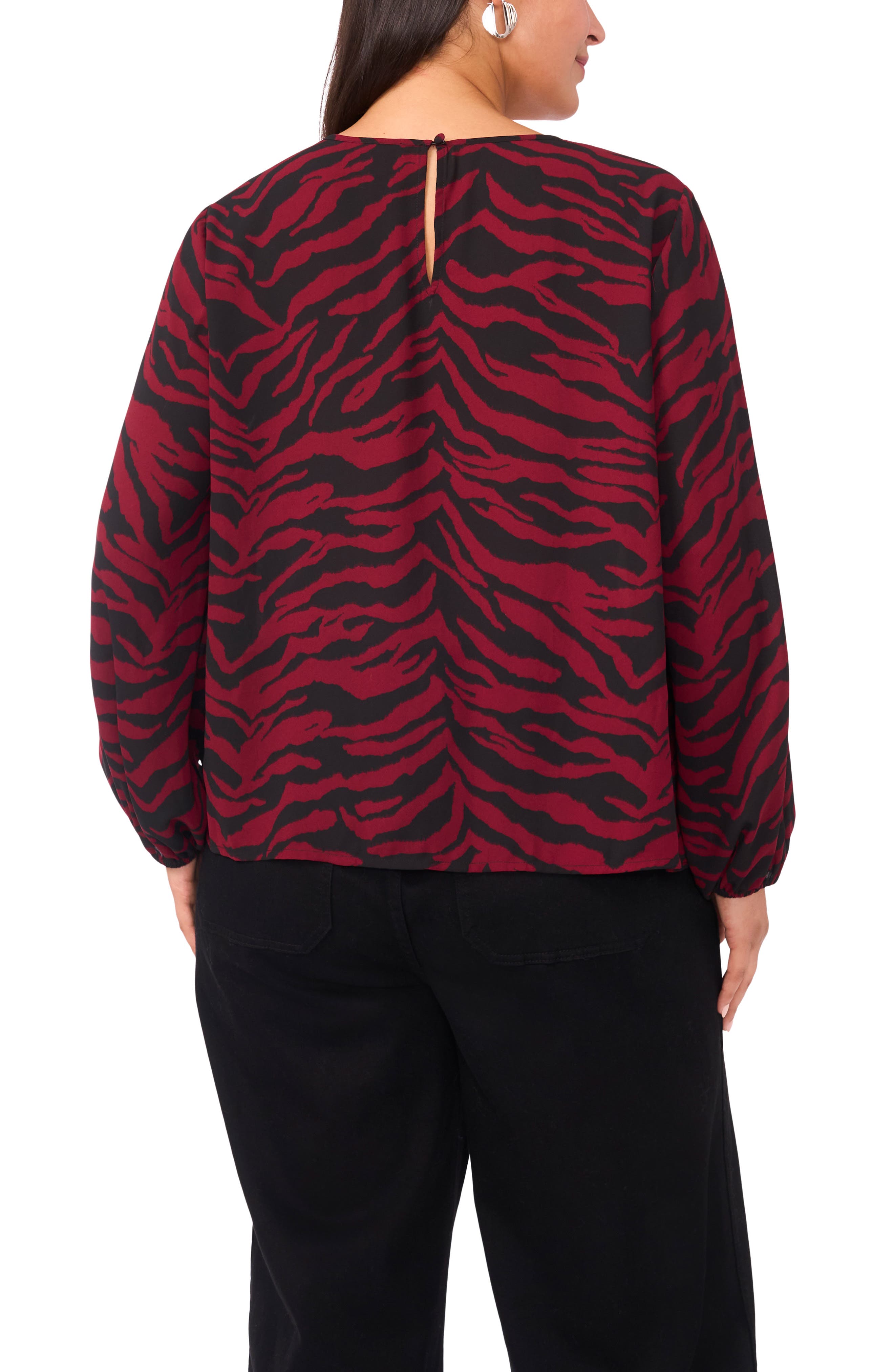 Animal Print Keyhole Neck Top - image 2