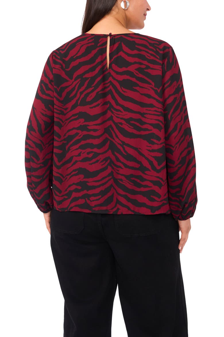 Animal Print Keyhole Neck Top, Alternate, color, BOYSENBERRY