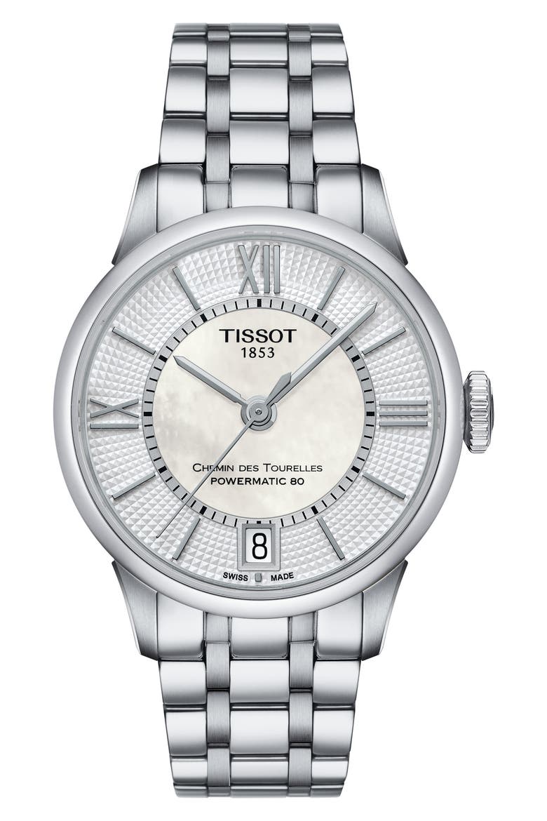 Chemin Des Tourelles Automatic Bracelet Watch, 32mm, Main, color, WHITE MOTHER OF PEARL