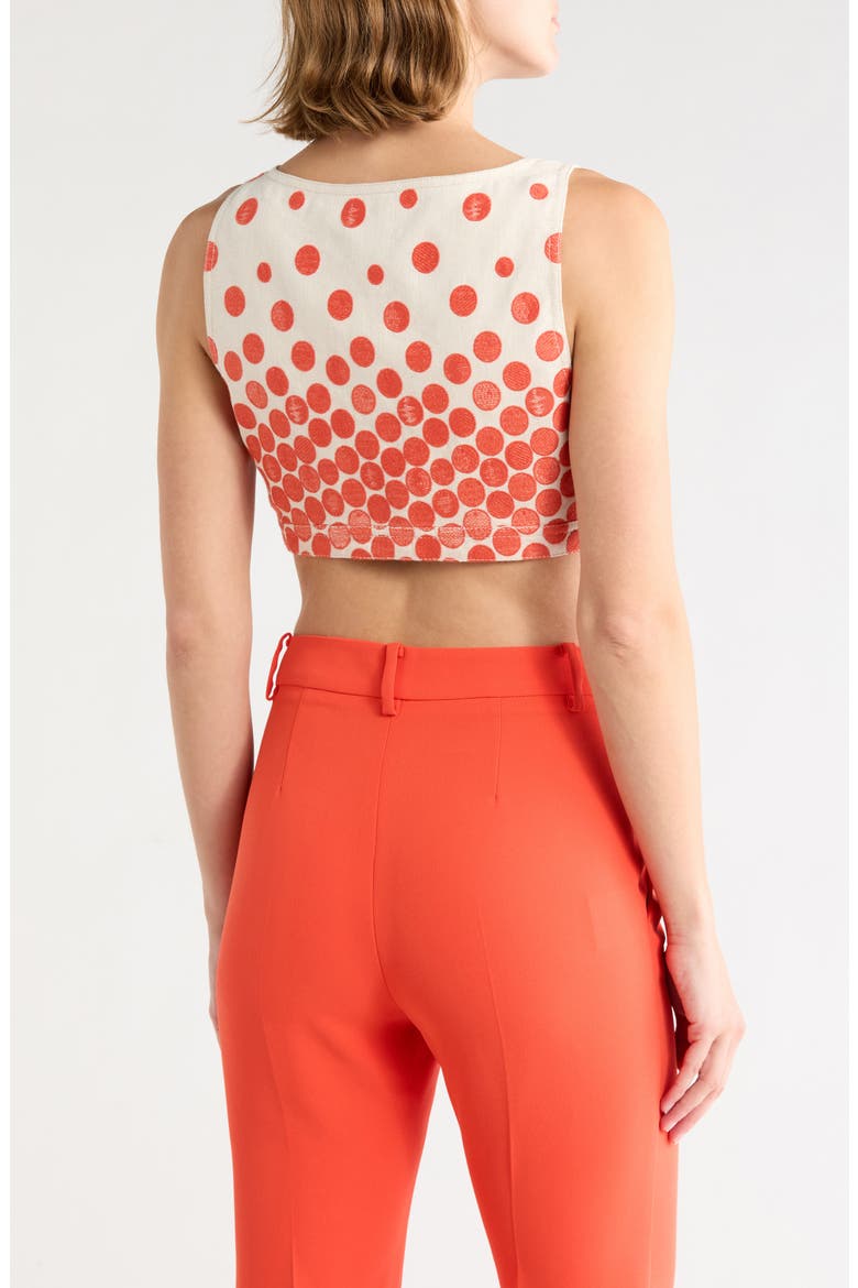 Polka Dot Cropped Tank, Alternate, color, BEIGE/ ORANGE
