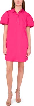 Halogen® Puff Sleeve A-Line Shirtdress