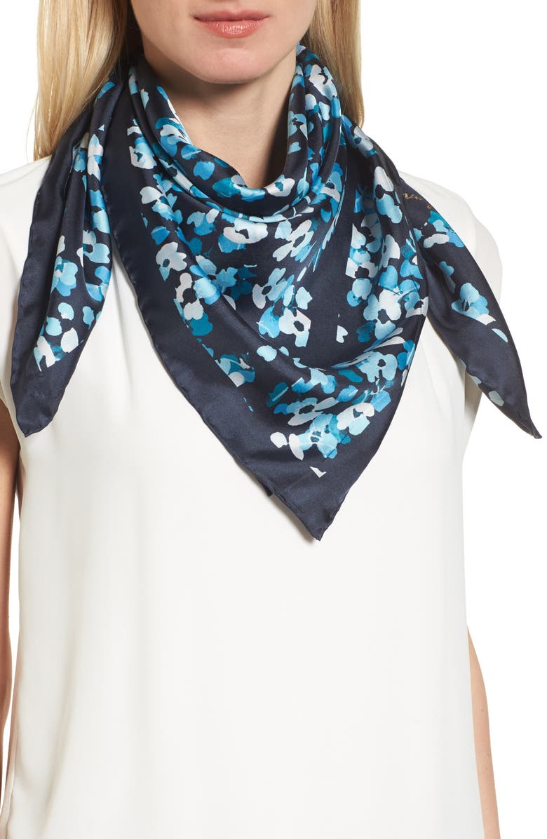 Kate Spade New York scenic floral square silk scarf, Main, color, 