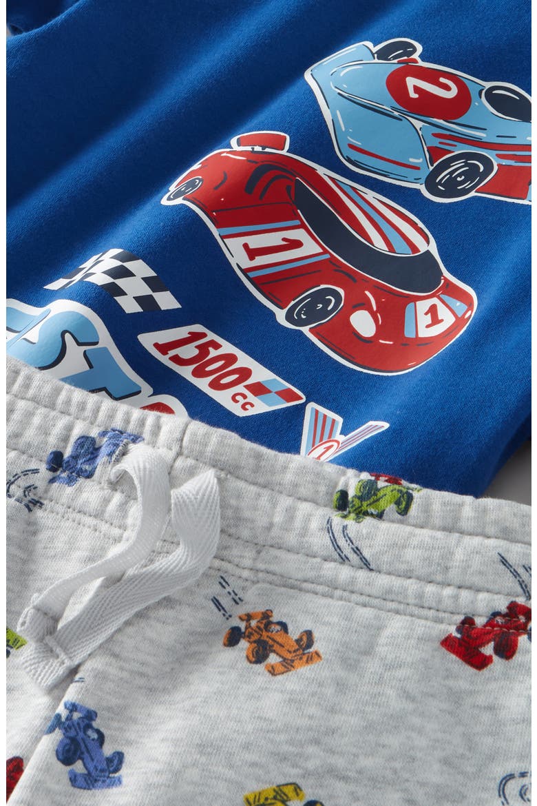 Kids' Graphic T-Shirt & Shorts Set, Alternate, color, BLUE FAST LANE- GREY RACE CARS
