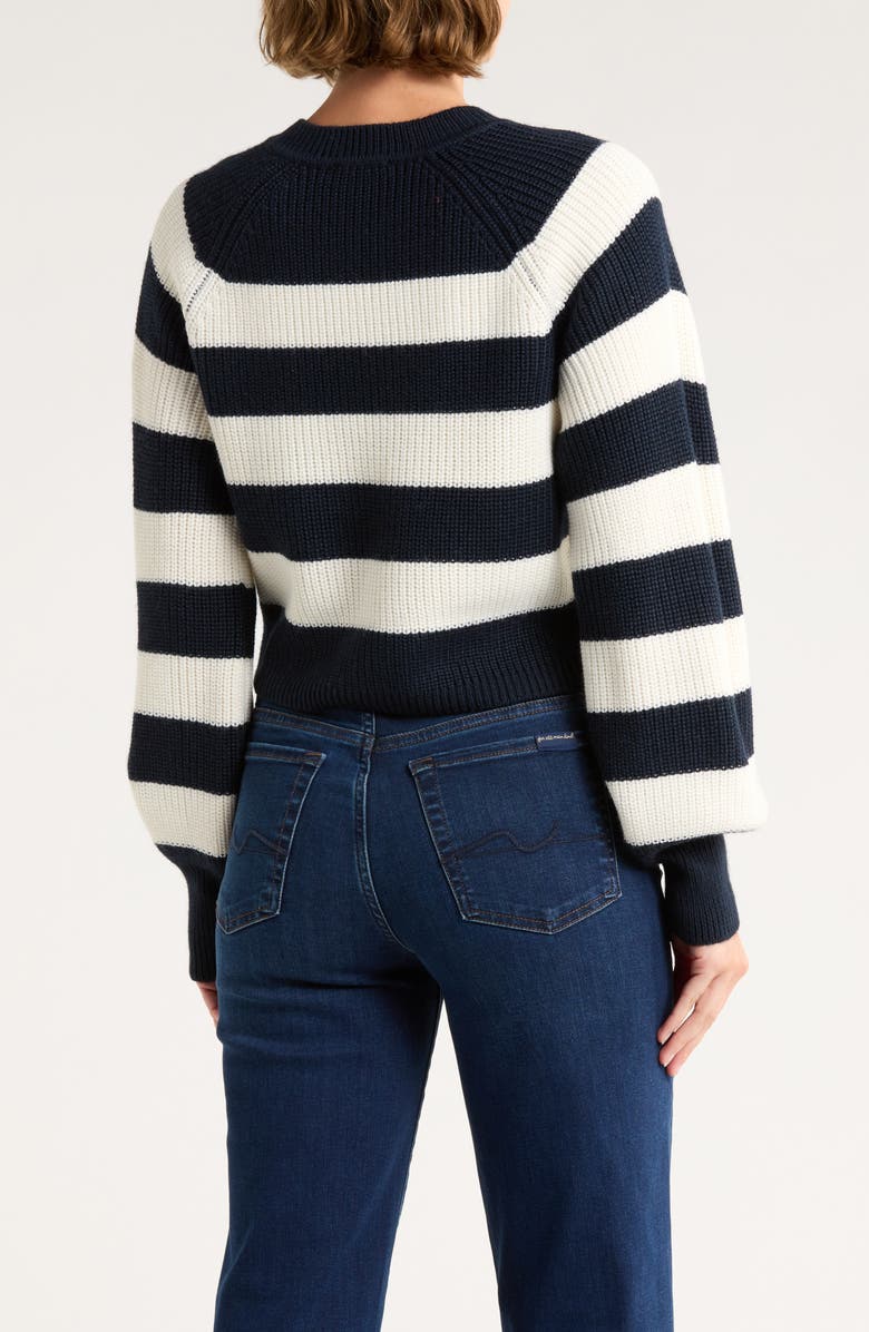 Cinq à Sept Keren Button Shoulder Sweater, Alternate, color, Navy/ Ivory