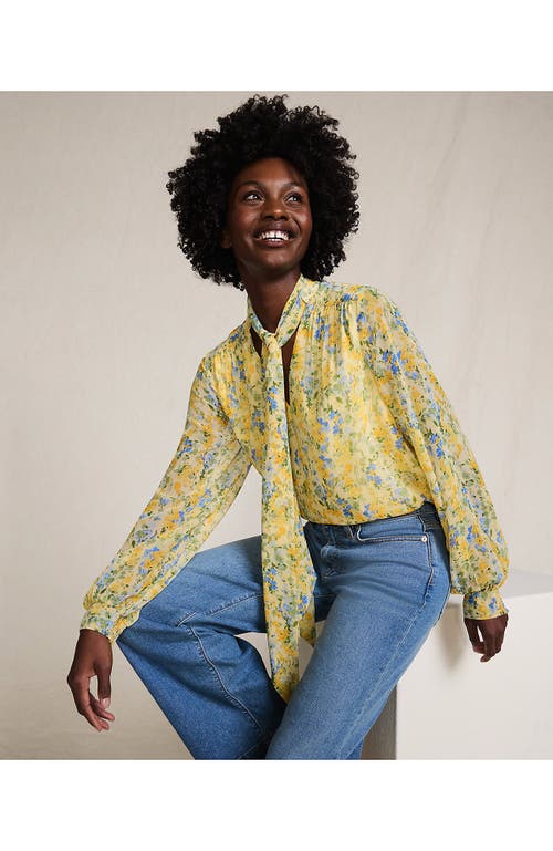 Lands' End Chiffon Removable Tie Neck Blouse In Gold