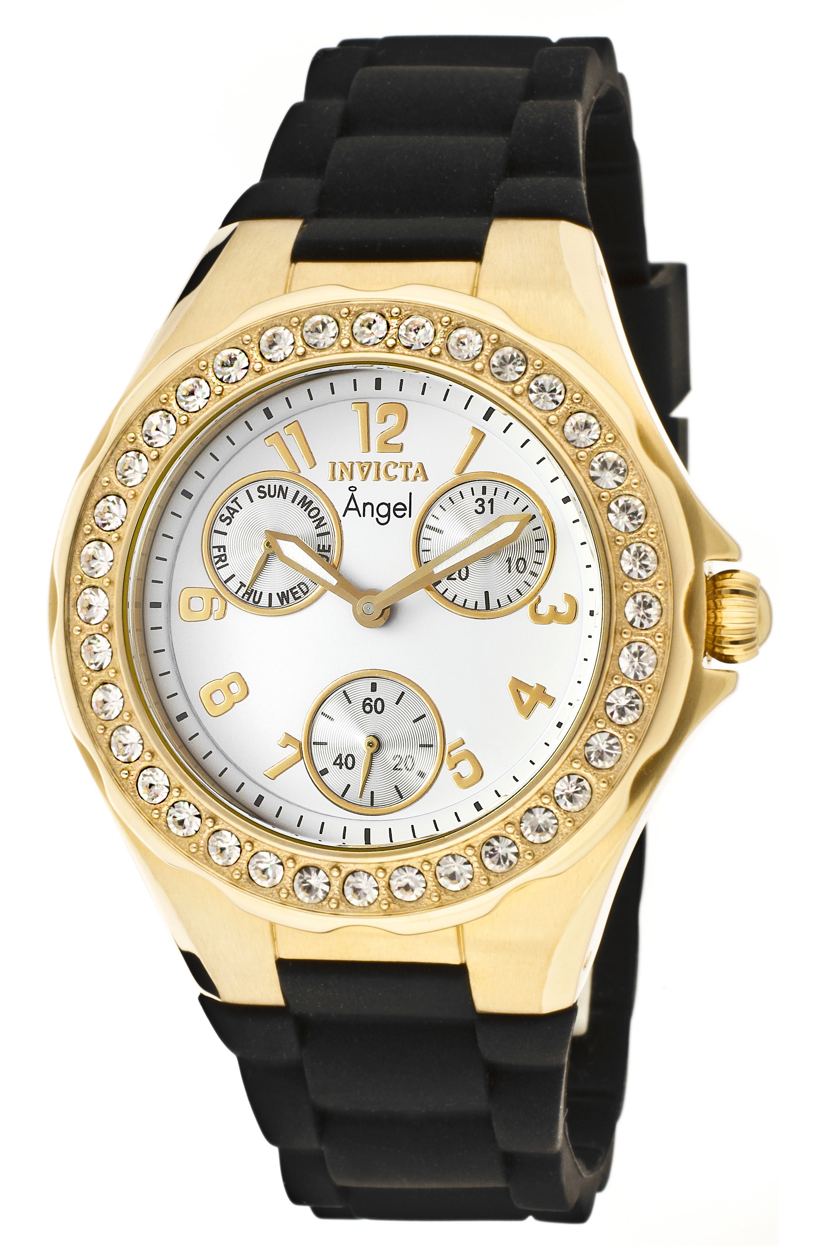 Angel Multi-Function Silicone Strap Watch, 38mm