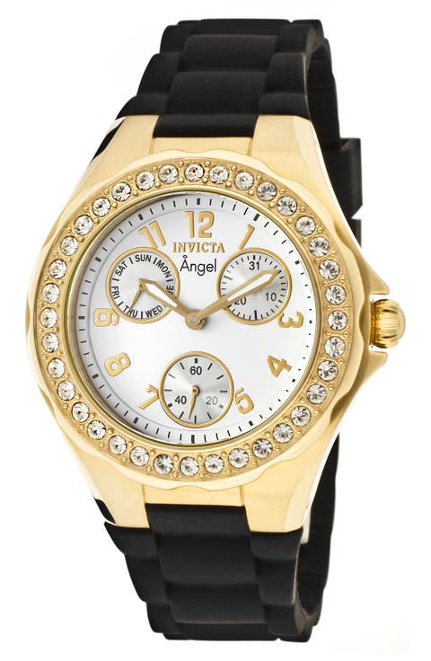 Angel Multi-Function Silicone Strap Watch, 38mm