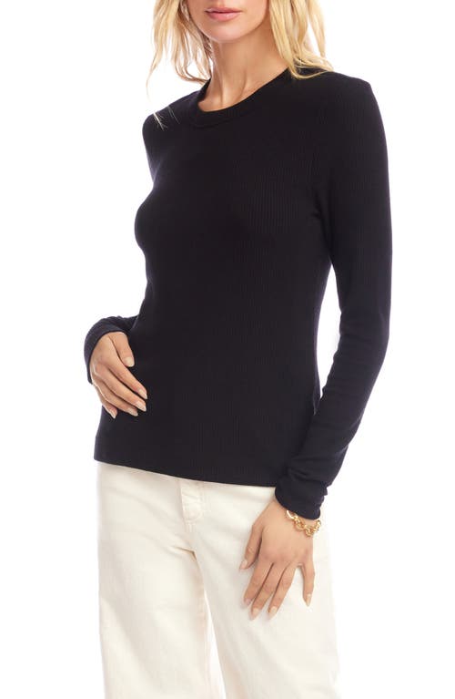 Karen Kane Long Sleeve Rib Top In Black