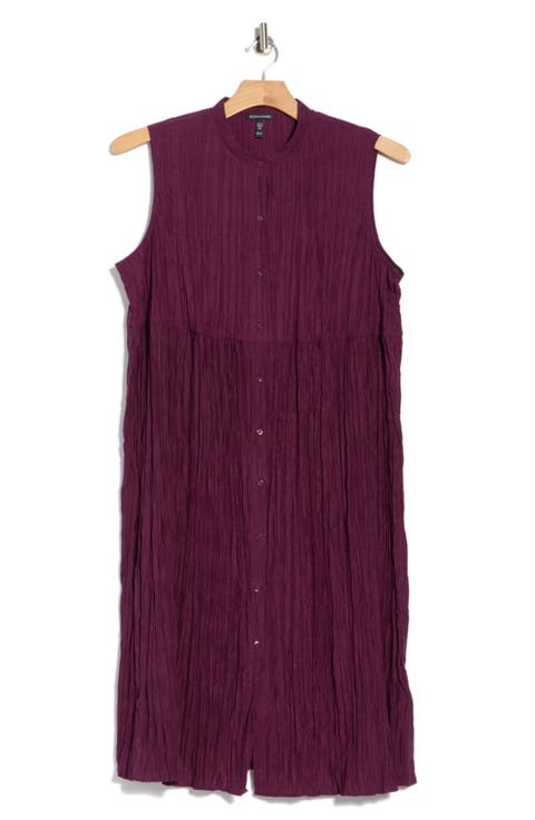 Sleeveless Silk Midi Shirtdress (Plus)