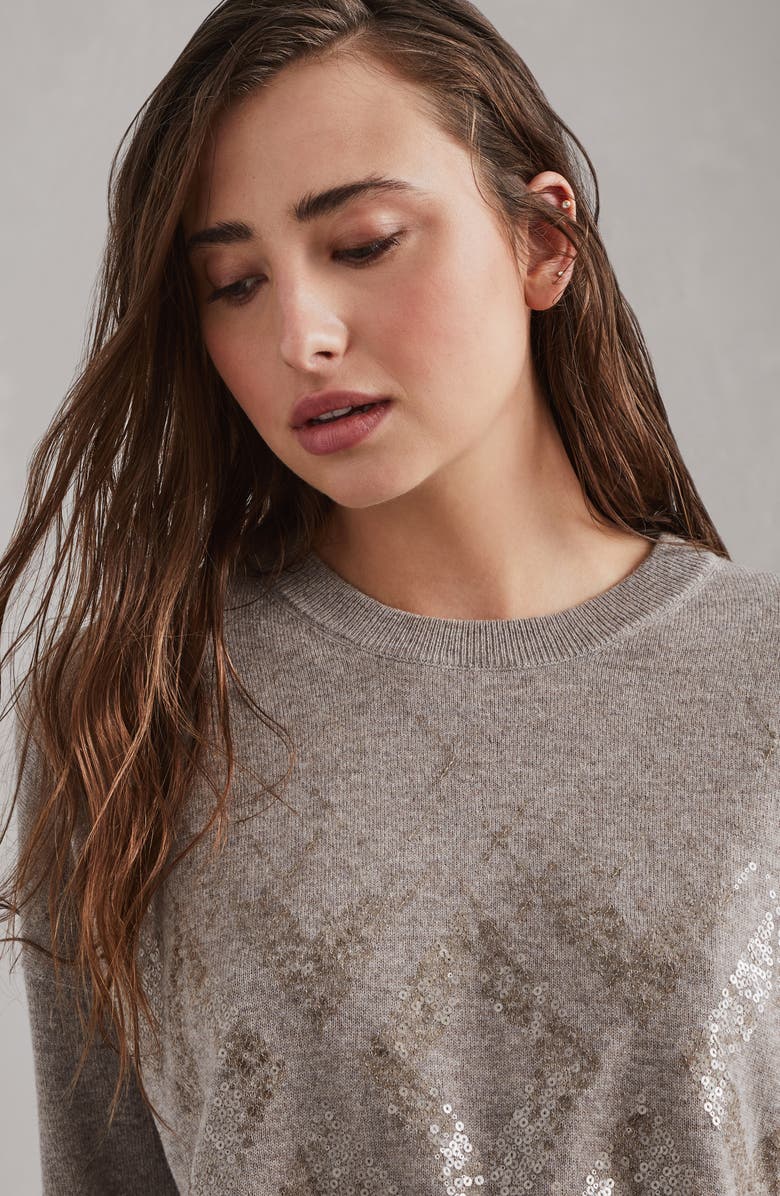 Brunello Cucinelli Virgin wool, cashmere and silk sweater with dazzling mosaic embroidery, Alternate, color, 