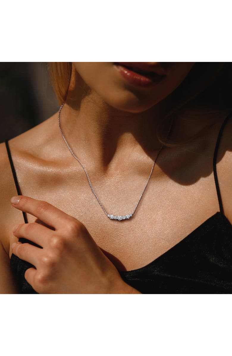 Created Forever Sterling Silver Lab Grown Diamond Curved Bar Pendant Necklace, Alternate, color, White