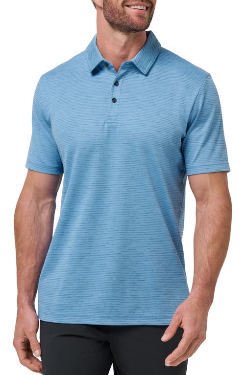 Travismathew Base Jump Stripe Cotton Blend Polo In Blue