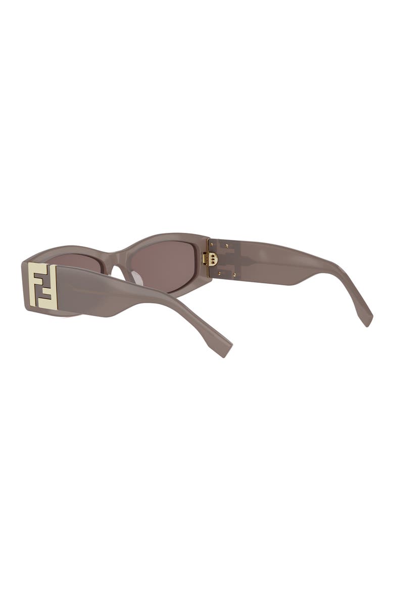 Forever Fendi 54mm Rectangular Sunglasses, Alternate, color, SHINY DARK BROWN / BROWN