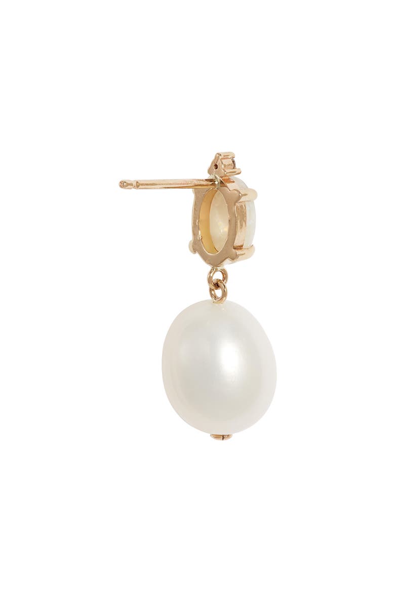 Diamond Cultured Pearl & Opal Drop Earrings, Alternate, color, GOLD