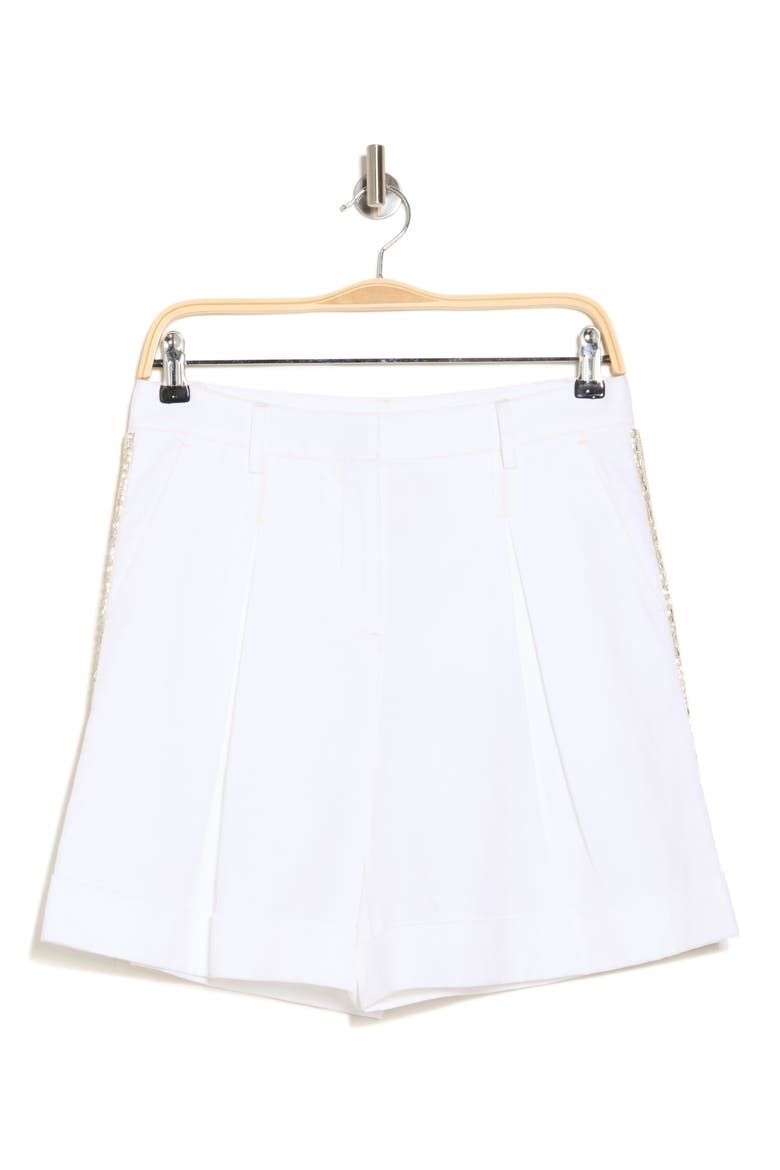 Embellished High Waist Shorts, Alternate, color, WHITE