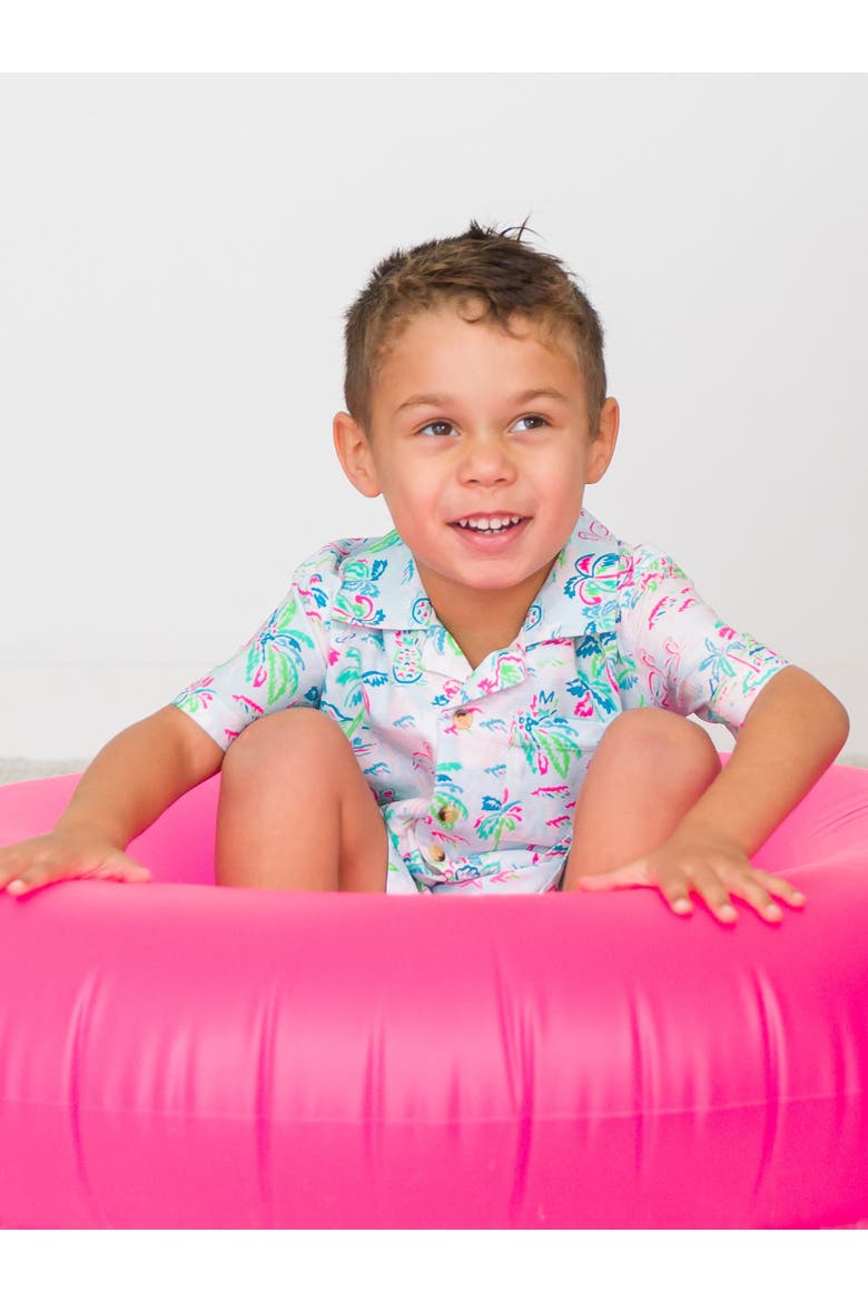 Boys Short Sleeve Camp Shirt, Alternate, color, Tropical Resort