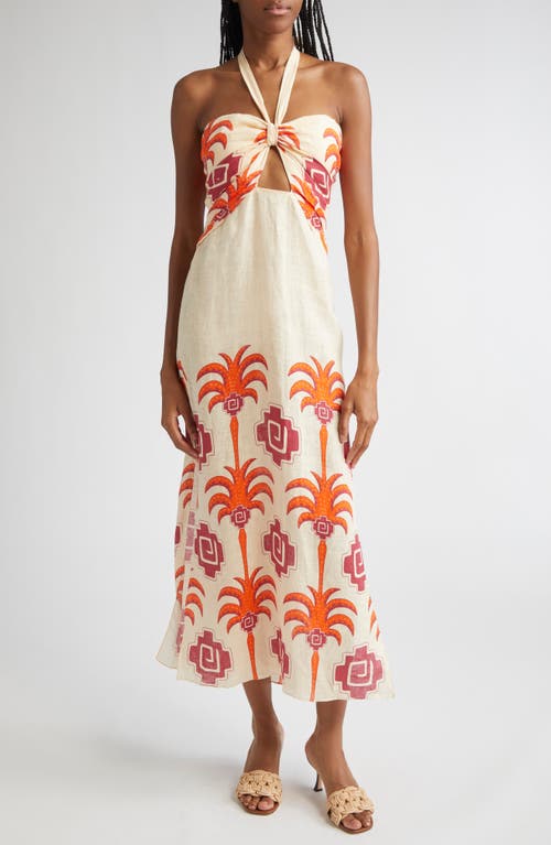 Johanna Ortiz Linen Water Adventure Midi Dress In Neutral
